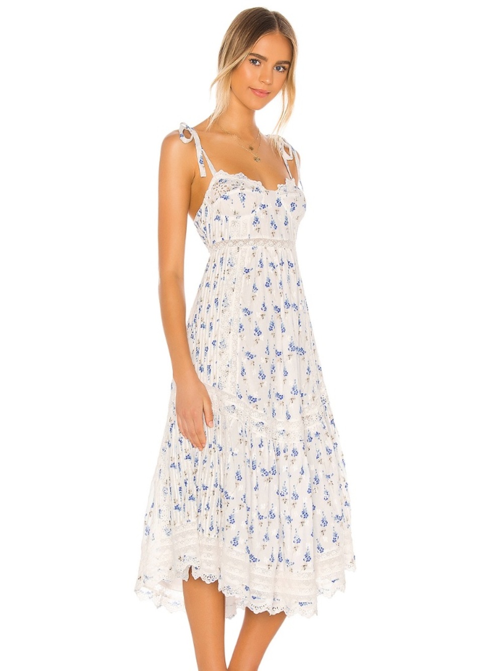 Love Shack Fancy Antonella Dress, Size 4, NWT, Blue & White Floral Dress